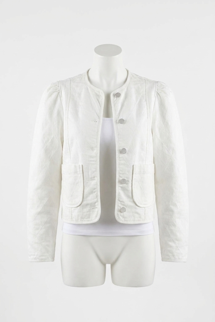 NEW DEAR JOHN DENIM kat quilted denim jacket in white